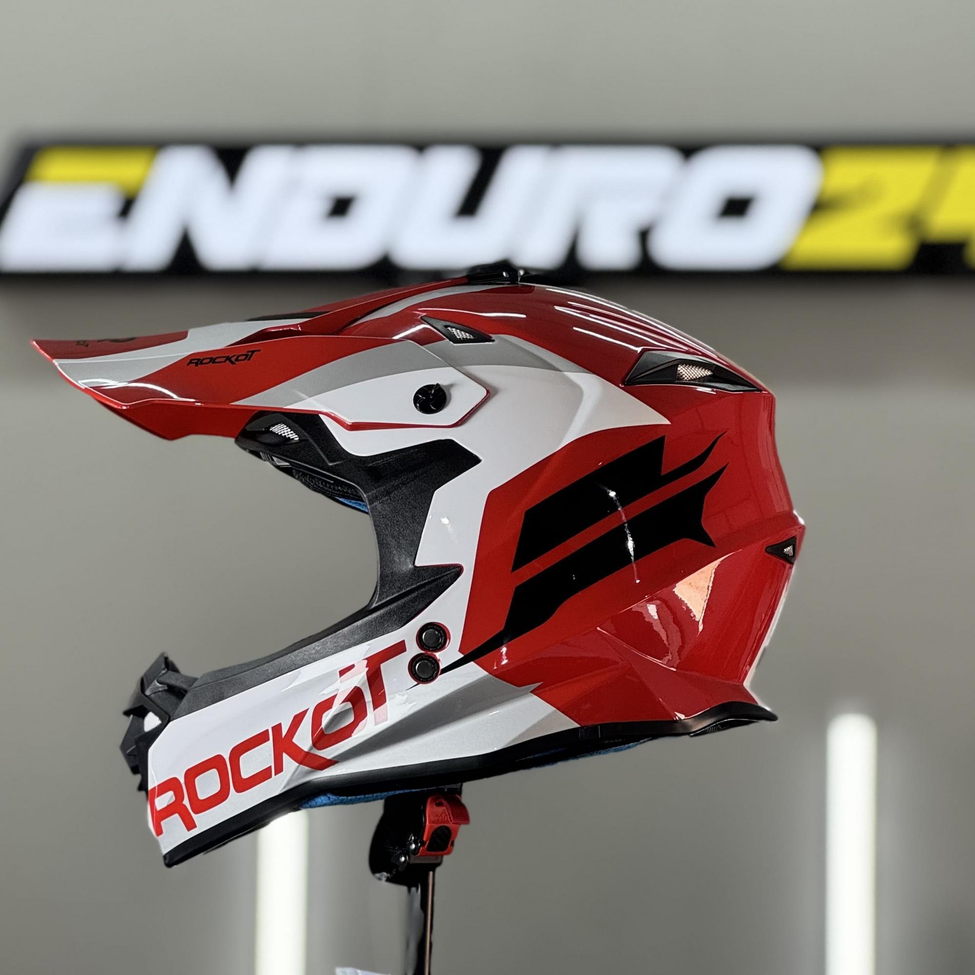 Шлем кроссовый ROCKOT RM-217 Crimson GL (L)  (красный/белый/серый глянцевый)