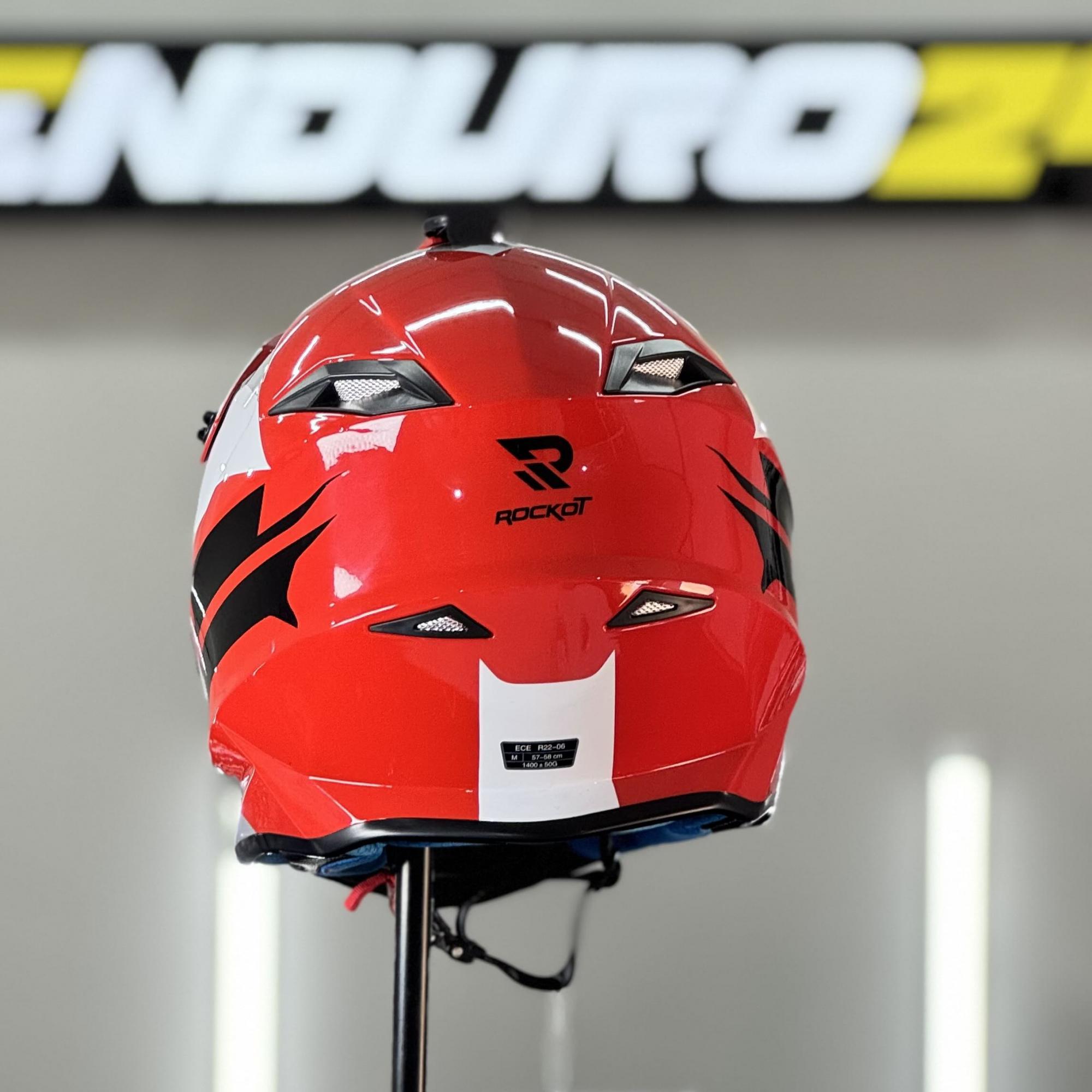 Шлем кроссовый ROCKOT RM-217 Crimson GL (L)  (красный/белый/серый глянцевый)